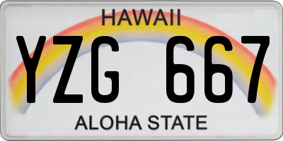 HI license plate YZG667