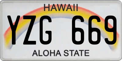HI license plate YZG669