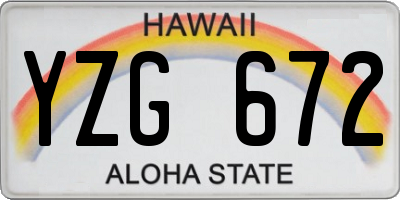 HI license plate YZG672