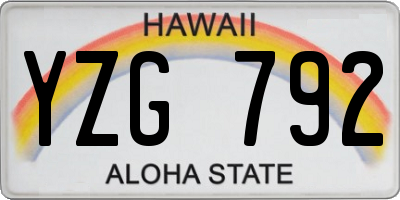 HI license plate YZG792