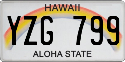 HI license plate YZG799