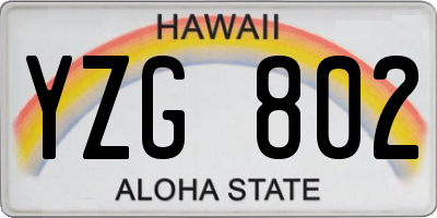 HI license plate YZG802