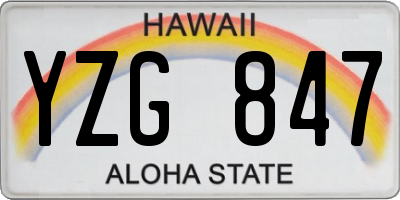 HI license plate YZG847