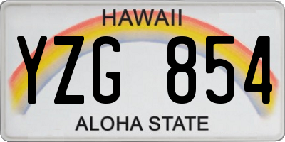 HI license plate YZG854