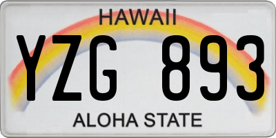 HI license plate YZG893