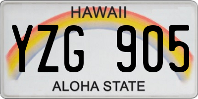 HI license plate YZG905