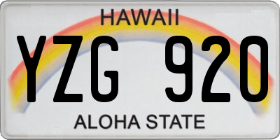 HI license plate YZG920