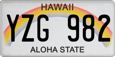 HI license plate YZG982