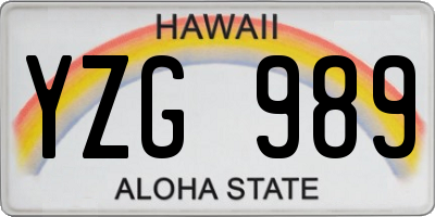 HI license plate YZG989
