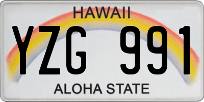 HI license plate YZG991