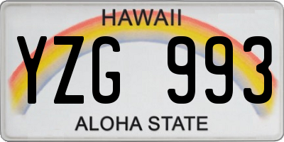 HI license plate YZG993