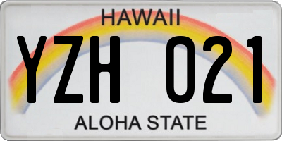 HI license plate YZH021