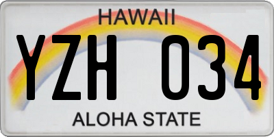 HI license plate YZH034