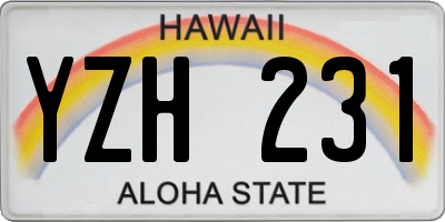HI license plate YZH231