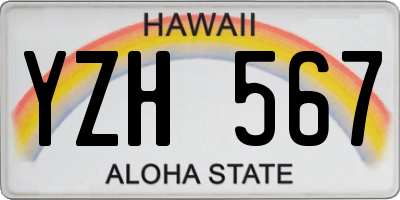 HI license plate YZH567