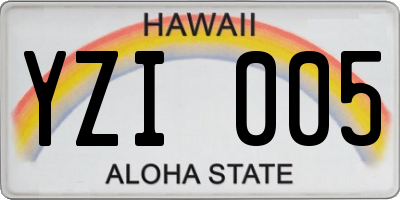 HI license plate YZI005