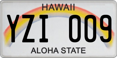 HI license plate YZI009