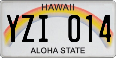 HI license plate YZI014