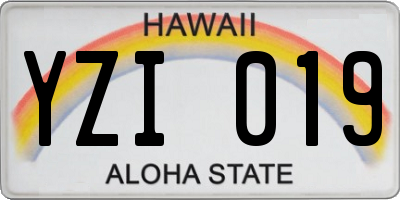 HI license plate YZI019