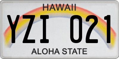 HI license plate YZI021