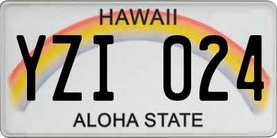 HI license plate YZI024