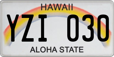 HI license plate YZI030