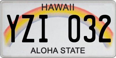 HI license plate YZI032