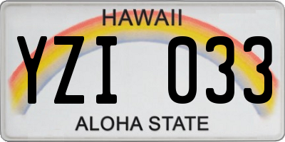 HI license plate YZI033