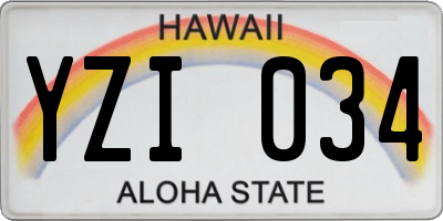 HI license plate YZI034