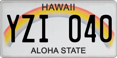 HI license plate YZI040