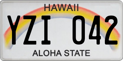 HI license plate YZI042