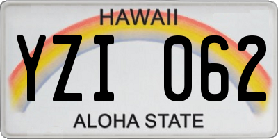 HI license plate YZI062