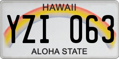 HI license plate YZI063
