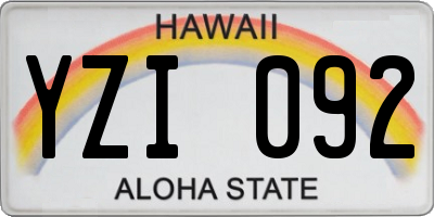 HI license plate YZI092