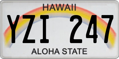 HI license plate YZI247
