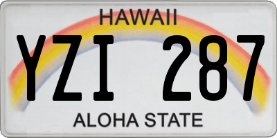 HI license plate YZI287