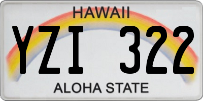 HI license plate YZI322