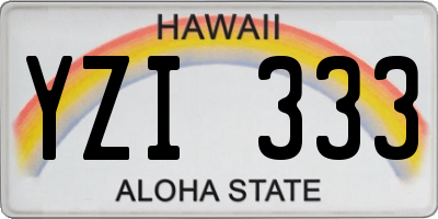 HI license plate YZI333
