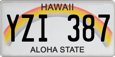 HI license plate YZI387