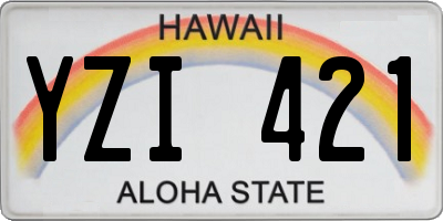 HI license plate YZI421