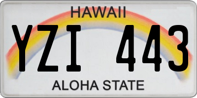 HI license plate YZI443