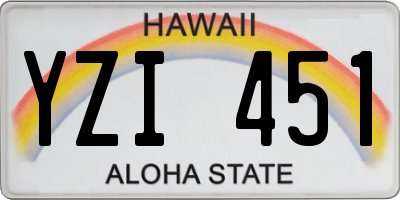 HI license plate YZI451
