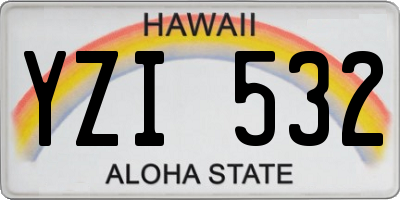 HI license plate YZI532