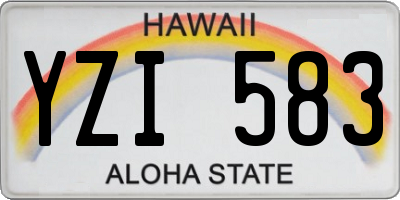 HI license plate YZI583