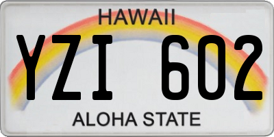 HI license plate YZI602