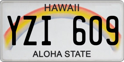 HI license plate YZI609