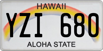 HI license plate YZI680