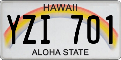 HI license plate YZI701