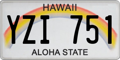 HI license plate YZI751