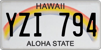 HI license plate YZI794